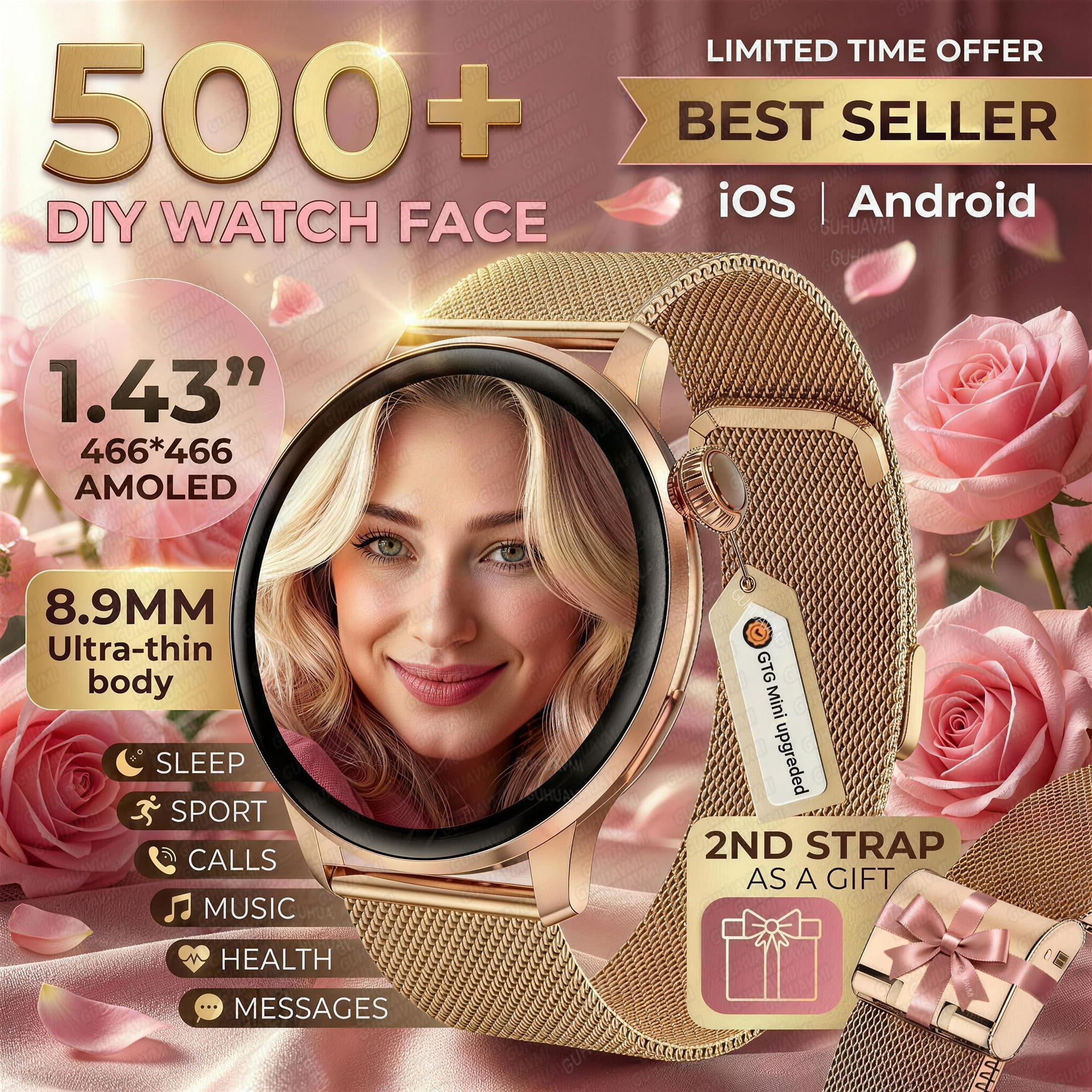 New Ultra-thin 8.9mm Lady Smar - Smartwatch Custom avis et prix