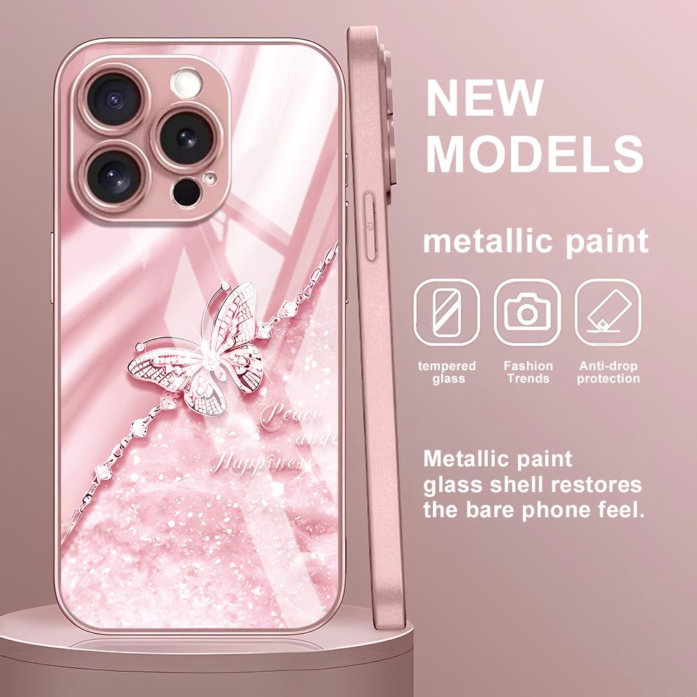 Pink Butterfly Tempered Glass  - Screen Protector Film avis et prix